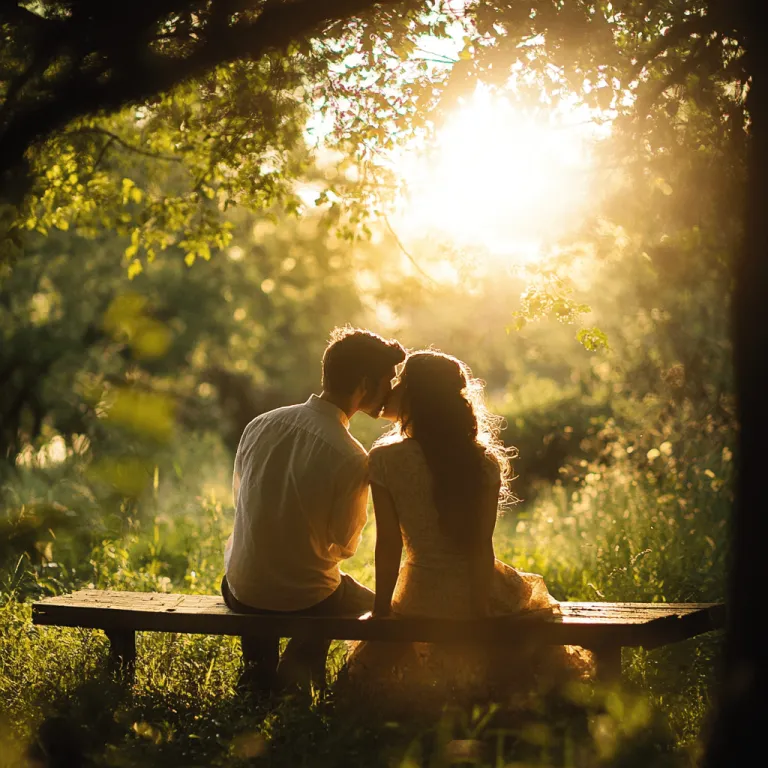 Pareja romántica en el parque