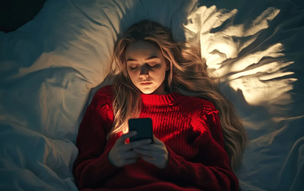 Mujer preocupada en la cama